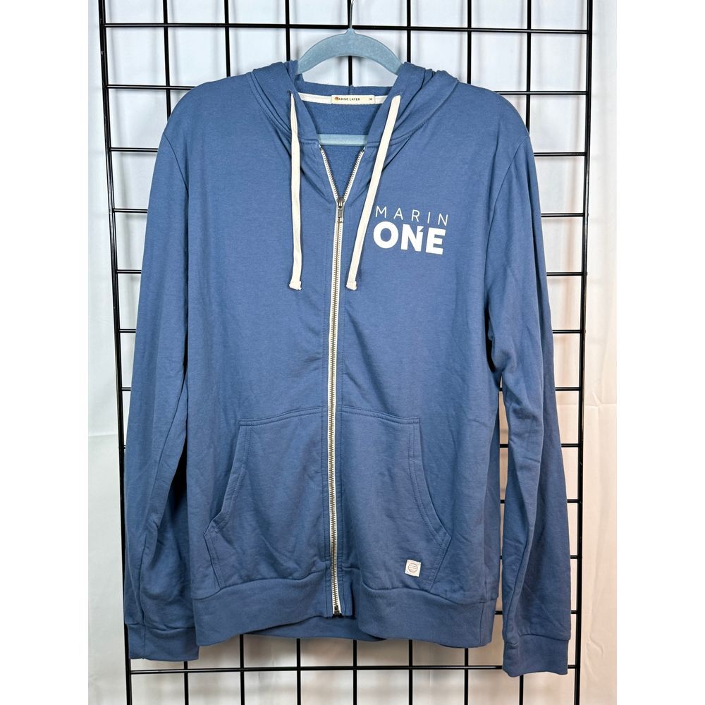 Marine Layer Afternoon Hoodie Mens M Faded Navy Marin One Logo Streetwear Lounge